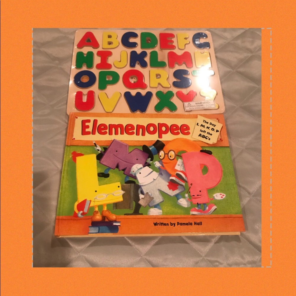 Wooden Alphabet Puzzle and Storybook Elemenopee